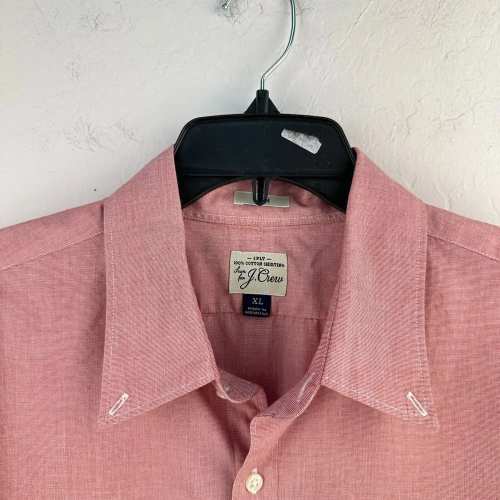 J.Crew Shirt Men XL Red 100% Cotton Slim Fit Button Up Long Sleeve Formal Office